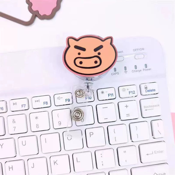 Wholesale Plastic Acrylic Nurse Badge Pendant Retractable Buckle Holder For Student School Bag With Cartoon Style