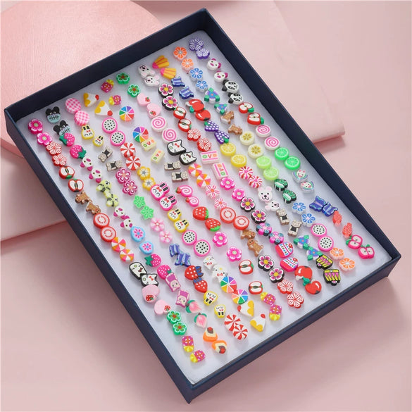 Wholesale Plastic And Resin Earrings Set With Geometric Style Dripping Glue Design In Fruit And Food Shape