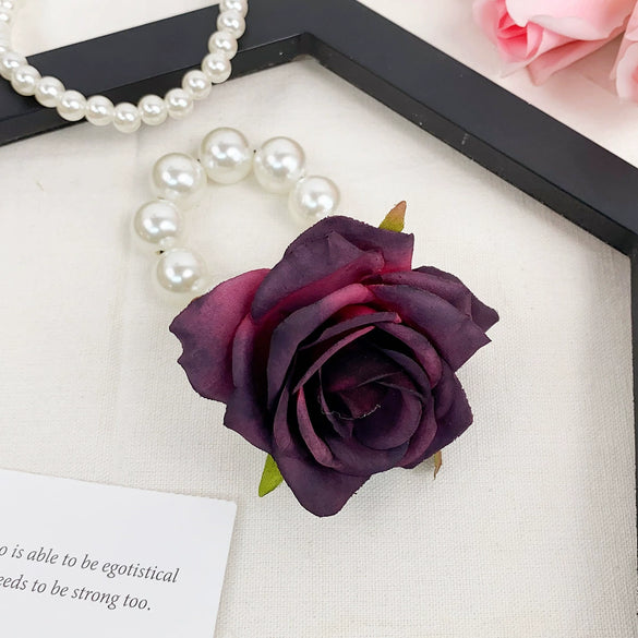 Wholesale Plastic And Resin Handmade Plant Flowers Style Hair Rope Hair Ring And Back Hair Clip For Women