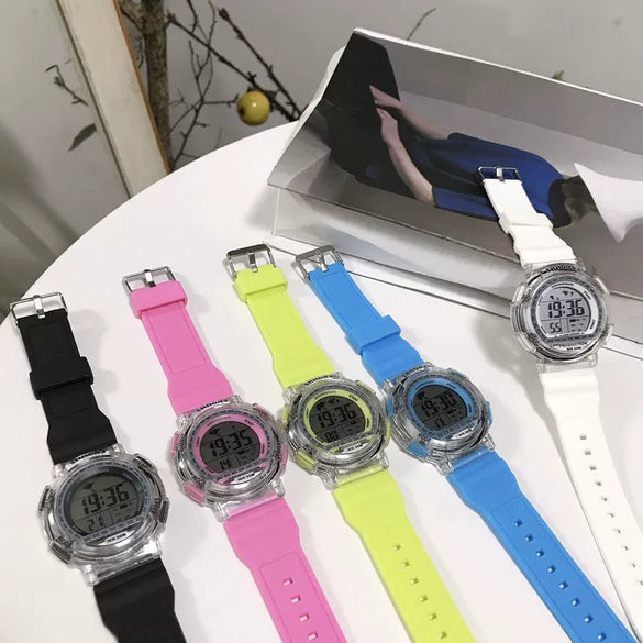 Wholesale Plastic And Silicone Round Dial Multifunctional Luminous Electronic Watch For Students With Stainless Steel Buckle