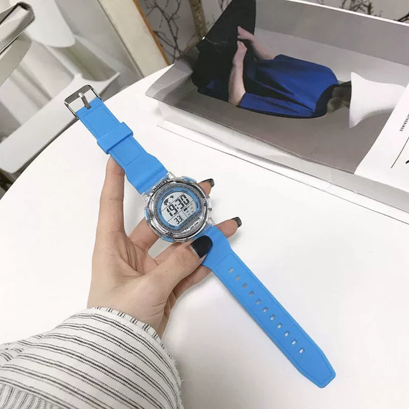 Wholesale Plastic And Silicone Round Dial Multifunctional Luminous Electronic Watch For Students With Stainless Steel Buckle