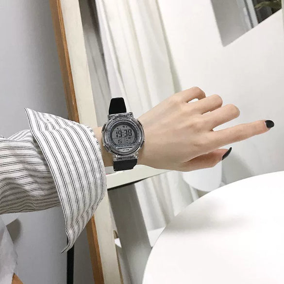 Wholesale Plastic And Silicone Round Dial Multifunctional Luminous Electronic Watch For Students With Stainless Steel Buckle