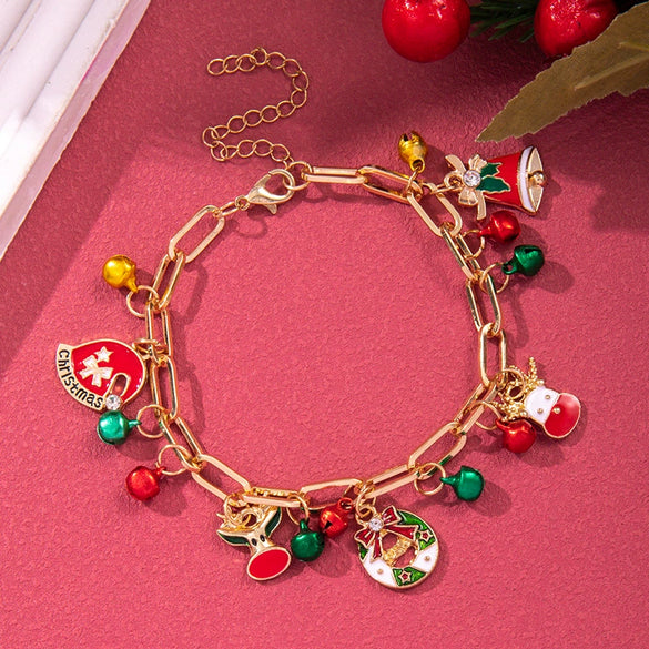 Wholesale Plastic Christmas Bracelet With Snowflake Bell And Festive Elements