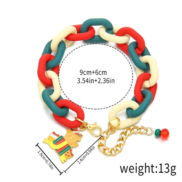 Wholesale Plastic Christmas Bracelet With Snowflake Bell And Festive Elements