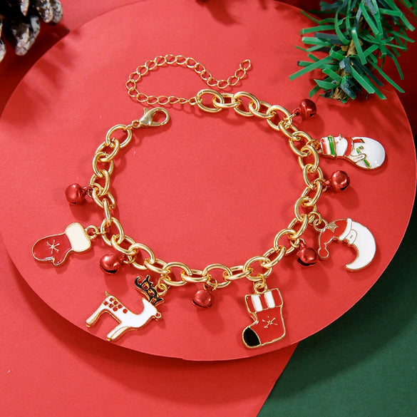 Wholesale Plastic Christmas Bracelet With Snowflake Bell And Festive Elements