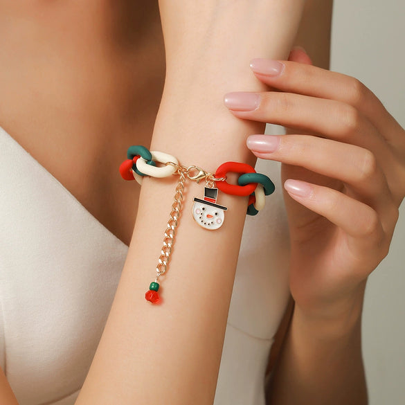 Wholesale Plastic Christmas Bracelet With Snowflake Bell And Festive Elements