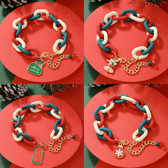 Wholesale Plastic Christmas Bracelet With Snowflake Bell And Festive Elements