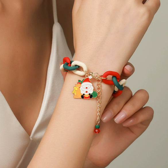 Wholesale Plastic Christmas Bracelet With Snowflake Bell And Festive Elements
