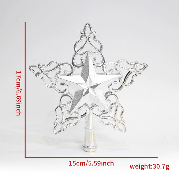 Wholesale Plastic Electroplated Fivepointed Star Christmas Tree Topper Decoration