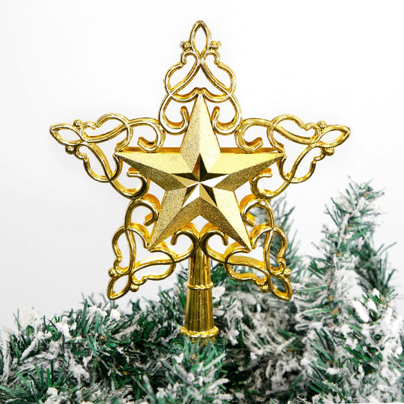 Wholesale Plastic Electroplated Fivepointed Star Christmas Tree Topper Decoration