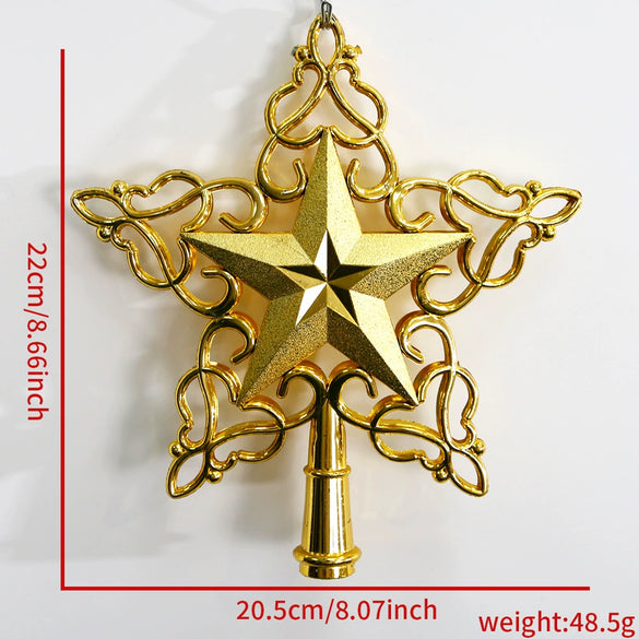 Wholesale Plastic Electroplated Fivepointed Star Christmas Tree Topper Decoration
