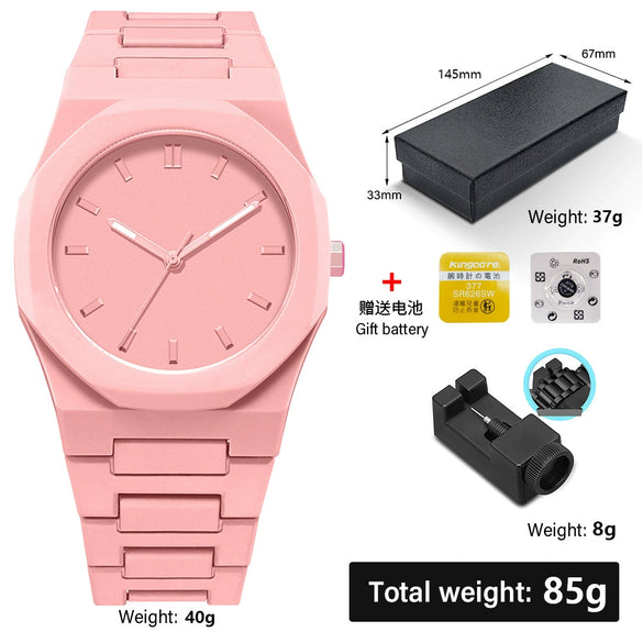 Wholesale Plastic Men's And Women's Quartz Watches With Round Dial And Stainless Steel Buckle For Exercise Style