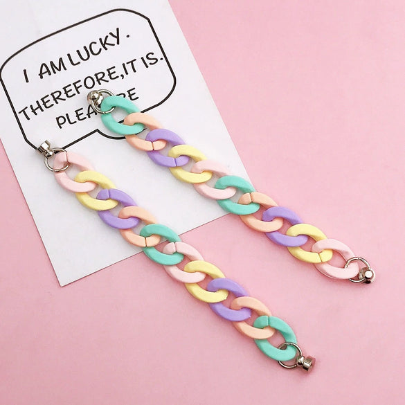 Wholesale Plastic Resin Acrylic Chain Bracelet Phone Hanging Chain Jewelry Accessories With Painting For Girls