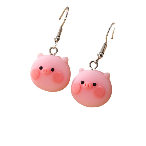 Wholesale Plastic Resin Animal Style Cute Pink Pig Earrings For Girls