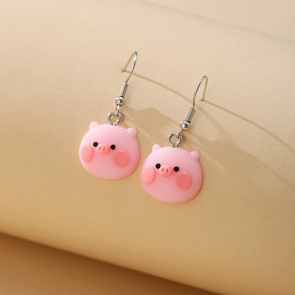 Wholesale Plastic Resin Animal Style Cute Pink Pig Earrings For Girls