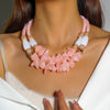 Wholesale Plastic Resin Geometric Double Irregular Shaped Beads Necklace With Electroplating For Women