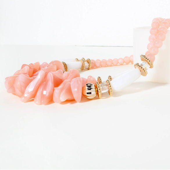 Wholesale Plastic Resin Geometric Double Irregular Shaped Beads Necklace With Electroplating For Women