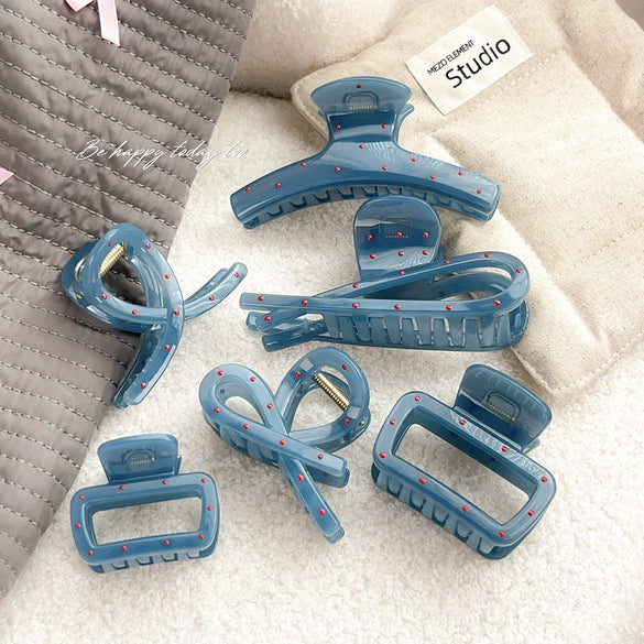 Wholesale Plastic Resin Geometric Handmade Women's Wave Fog Blue Grip Hair Clip