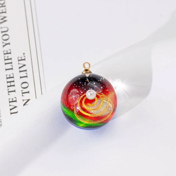 Wholesale Plastic Resin Handmade Diy Round Beads Starry Sky Mountain Pendant Bracelet Necklace Accessories With Epoxy Treatment