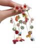 Wholesale Plastic Resin Handmade Flower Tassel Earrings With Silver Needle In Small Fresh Style