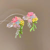 Wholesale Plastic Resin Handmade Flower Tassel Earrings With Silver Needle In Small Fresh Style