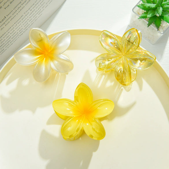 Wholesale Plastic Resin Little Fresh Egg Flower Style Baking Paint Women's Hair Clip Three Piece Set