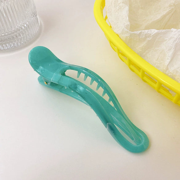 Wholesale Plastic Resin Marble Pattern Heart Shape Handmade Girl's Side Hairpin Horizontal Clip Duckbill Clip