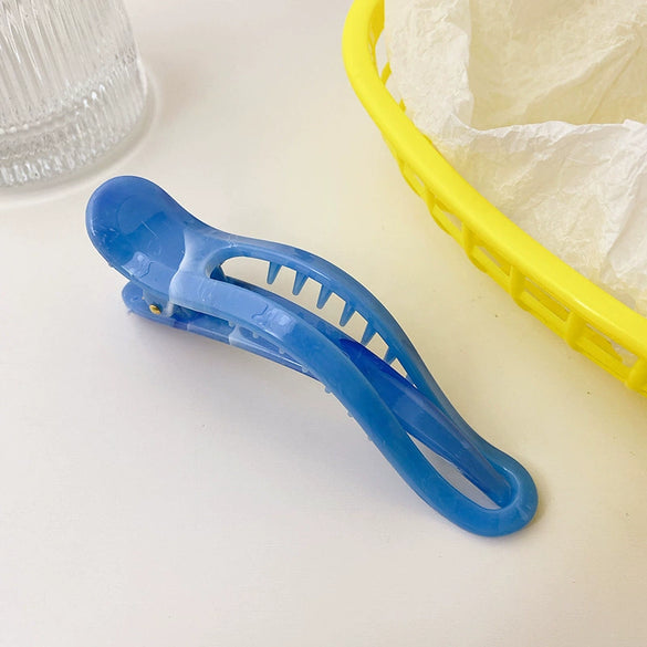 Wholesale Plastic Resin Marble Pattern Heart Shape Handmade Girl's Side Hairpin Horizontal Clip Duckbill Clip