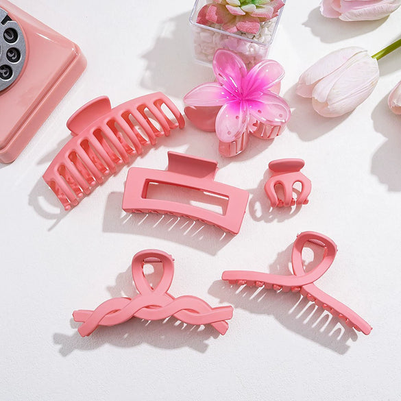 Wholesale Plastic Resin Plumeria Baking Paint Style Women's Hair Accessories Shark Clip Set