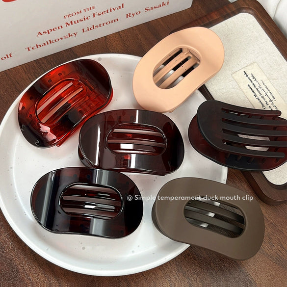 Wholesale Plastic Resin Simple Geometric Oval Duckbill Hair Clip With Baking Paint