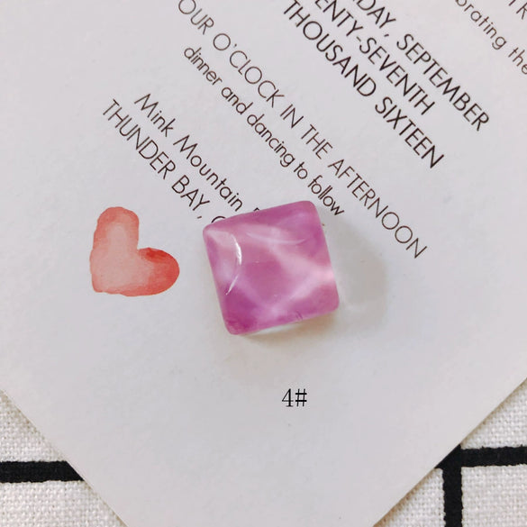 Wholesale Plastic Resin Square Asymmetrical Concave And Convex Water Ripple Sparkling Earring Patch Mobile Phone Case Accessories