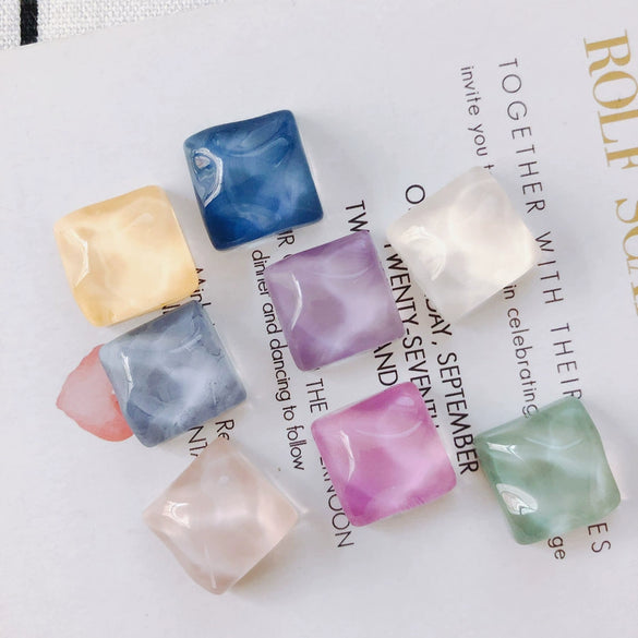 Wholesale Plastic Resin Square Asymmetrical Concave And Convex Water Ripple Sparkling Earring Patch Mobile Phone Case Accessories