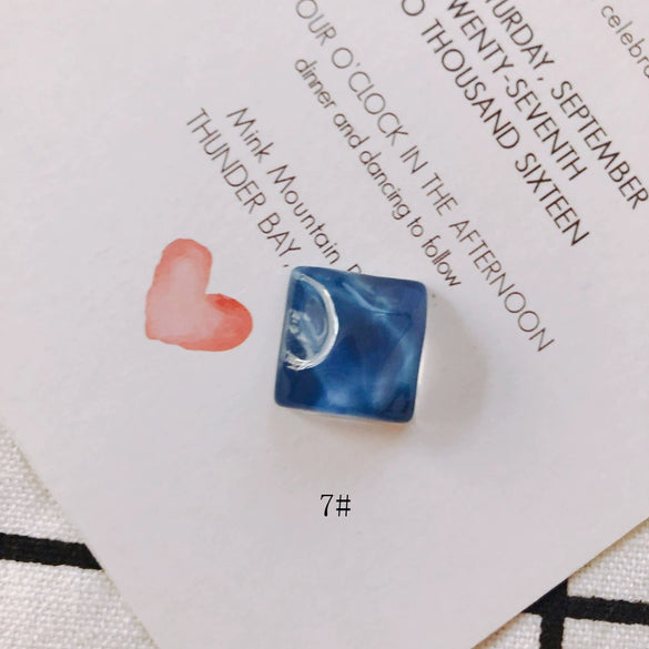 Wholesale Plastic Resin Square Asymmetrical Concave And Convex Water Ripple Sparkling Earring Patch Mobile Phone Case Accessories