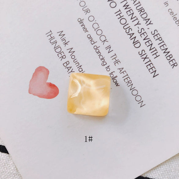 Wholesale Plastic Resin Square Asymmetrical Concave And Convex Water Ripple Sparkling Earring Patch Mobile Phone Case Accessories