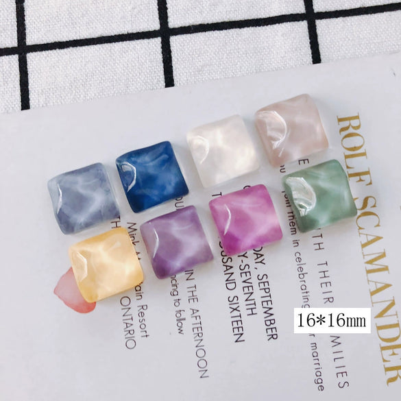 Wholesale Plastic Resin Square Asymmetrical Concave And Convex Water Ripple Sparkling Earring Patch Mobile Phone Case Accessories
