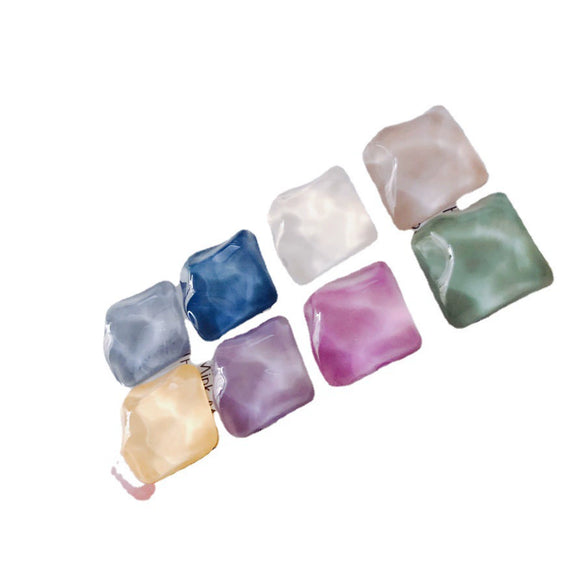 Wholesale Plastic Resin Square Asymmetrical Concave And Convex Water Ripple Sparkling Earring Patch Mobile Phone Case Accessories