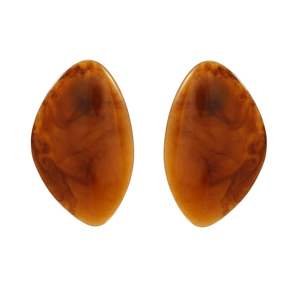 Wholesale Plastic Resin Women's Geometric Stamping Pebble Shape Fashion Earrings