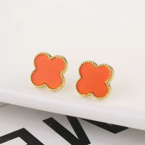 Wholesale Plastic Shell Volcanic Lava Rock Retro 3 Piece Set For Ladies Copper 18K Gold Plated With Plant Flower Pattern Electroplated