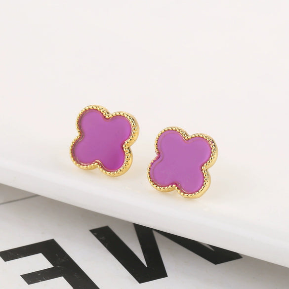 Wholesale Plastic Shell Volcanic Lava Rock Retro 3 Piece Set For Ladies Copper 18K Gold Plated With Plant Flower Pattern Electroplated