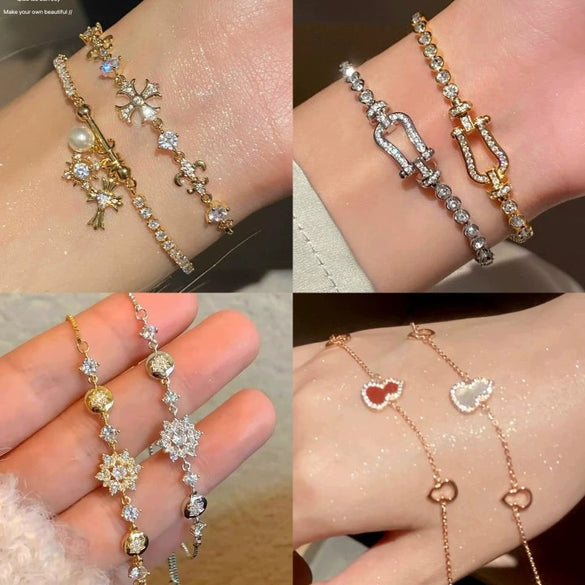 Wholesale Plastic Zircon Horseshoe Buckle Geometric Minimalist Bracelet