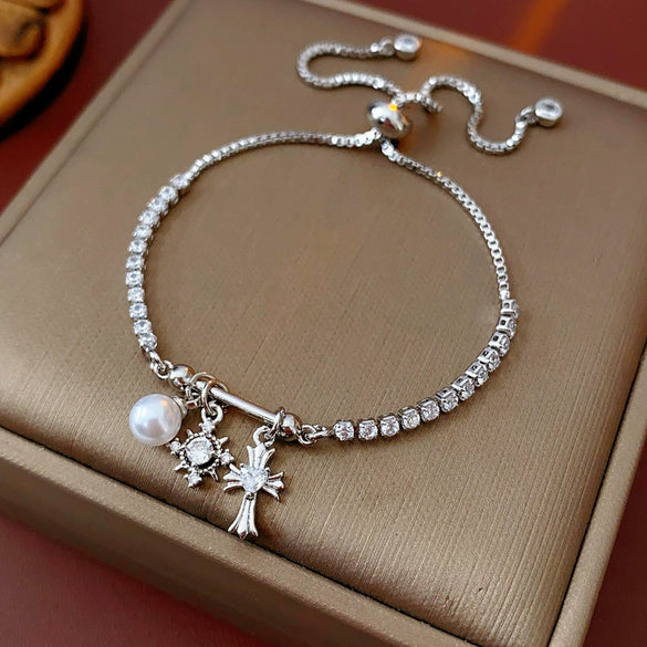 Wholesale Plastic Zircon Horseshoe Buckle Geometric Minimalist Bracelet