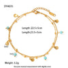 Wholesale Plated 18K Stainless Steel Geometric Natural Turquoise Pendant Mini Shell Tassel Doublelayer Foot Chain For Women