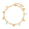 Wholesale Plated 18K Stainless Steel Geometric Natural Turquoise Pendant Mini Shell Tassel Doublelayer Foot Chain For Women