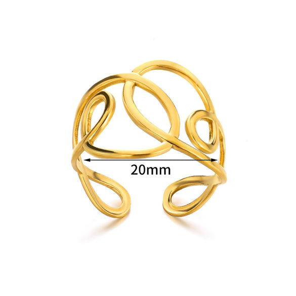 Wholesale Plated Stainless Steel Geometric Multi Layer Open Irregular Ring For Women And Unisex