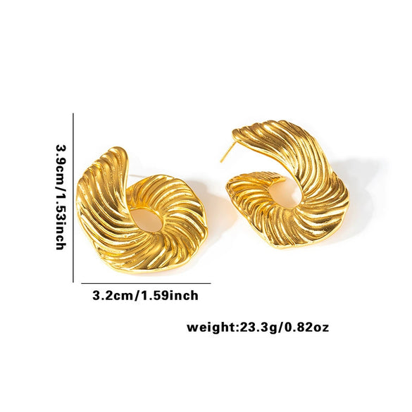 Wholesale Pleated Love Titanium Steel Earrings Light Luxury Heart Shape Electroplating For Women