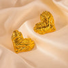 Wholesale Pleated Love Titanium Steel Earrings Light Luxury Heart Shape Electroplating For Women