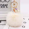 Wholesale Plush Alloy Unicorn Fur Ball Keychain With Colorful Stripes