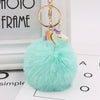Wholesale Plush Alloy Unicorn Fur Ball Keychain With Colorful Stripes
