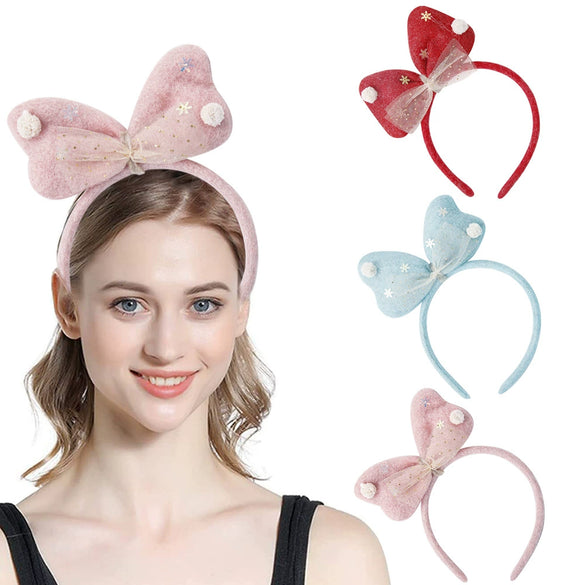 Wholesale Plush And Cloth Christmas Bow Headband Semimanual Semimechanical Hair Accessories