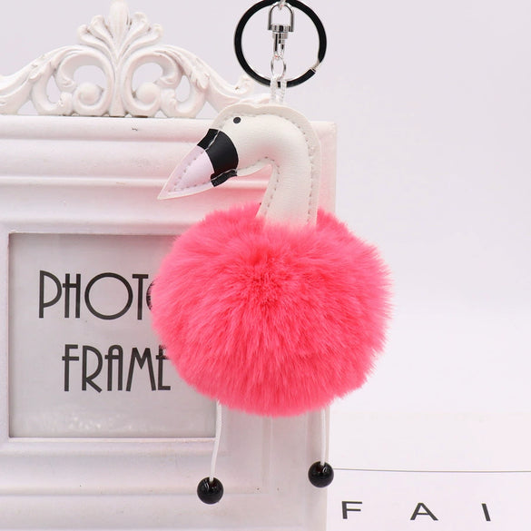 Wholesale Plush Cute White Swan Fur Ball Keychain Pendant